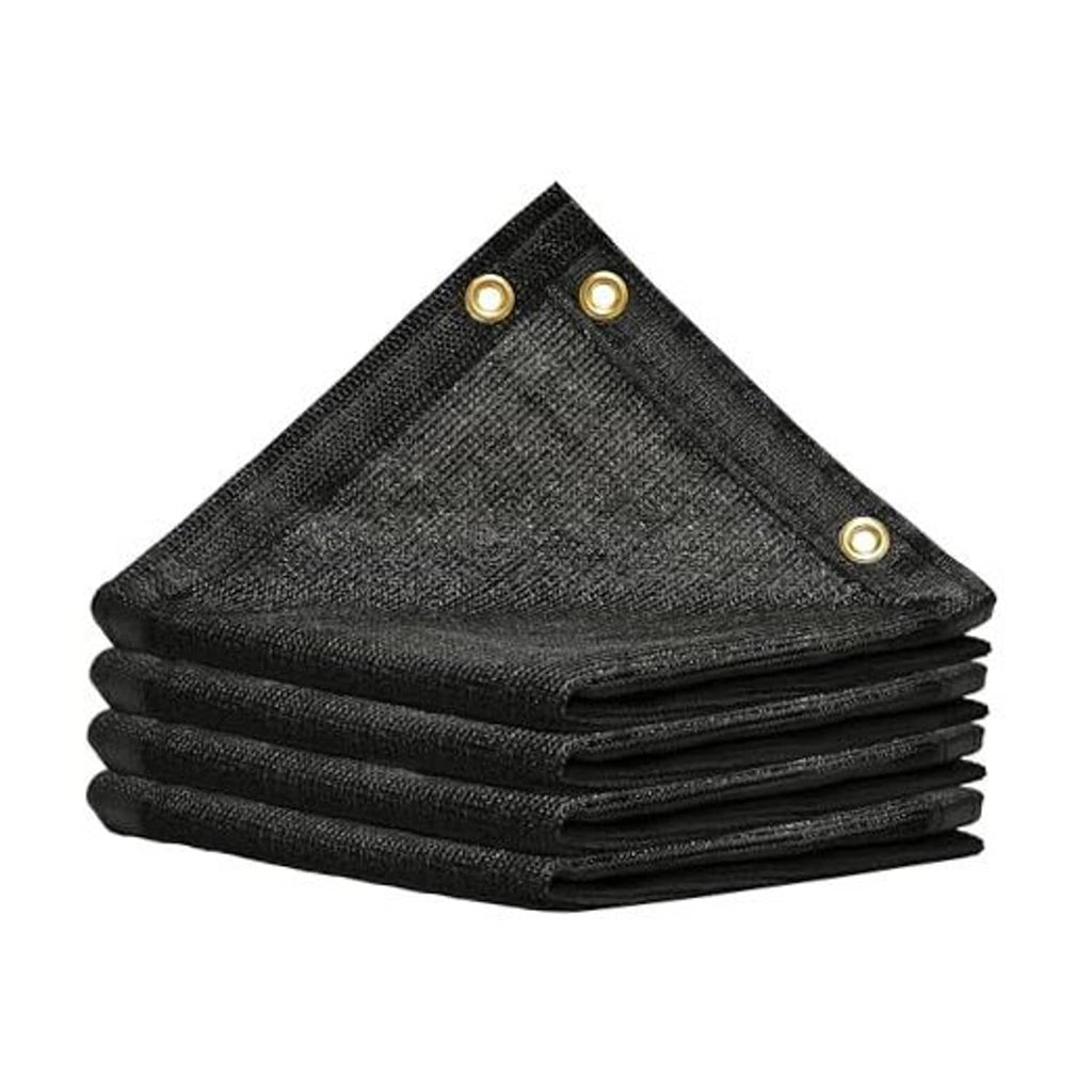 Black shade cloth tarp stack with reinforced corner grommets