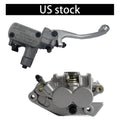 Brake master cylinder and caliper set, gray metal housings with lever and ports