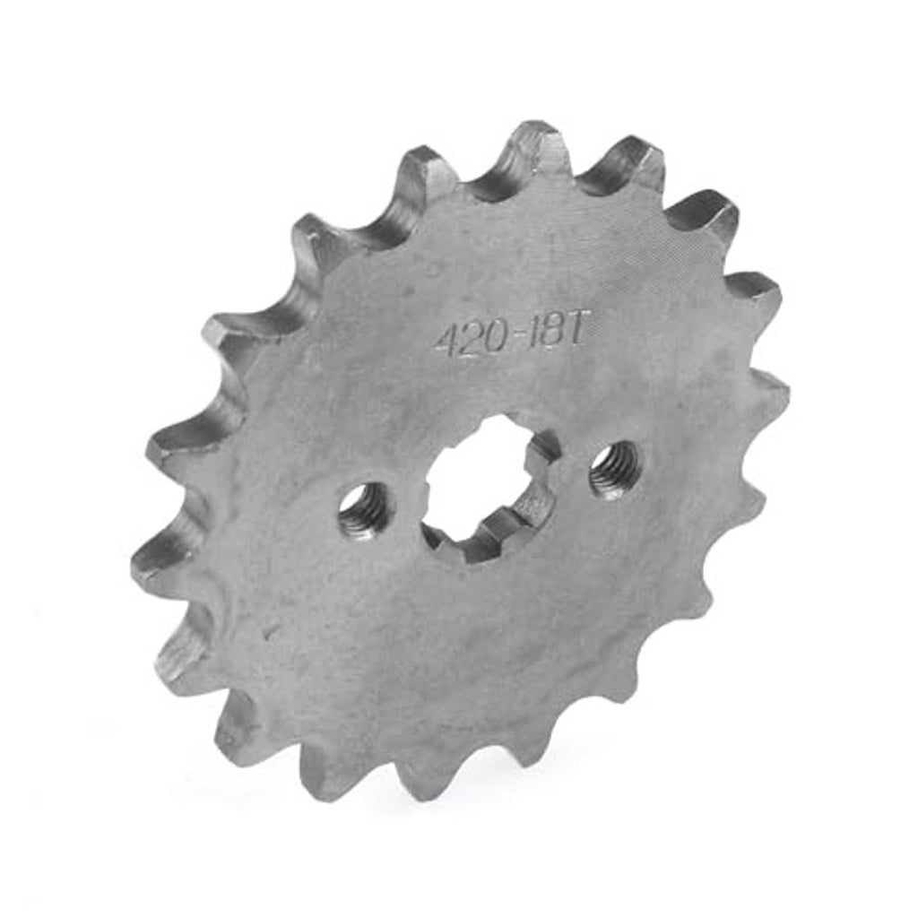 Motorcycle front engine sprocket, 420-18T, metal toothed gear with mounting holes
