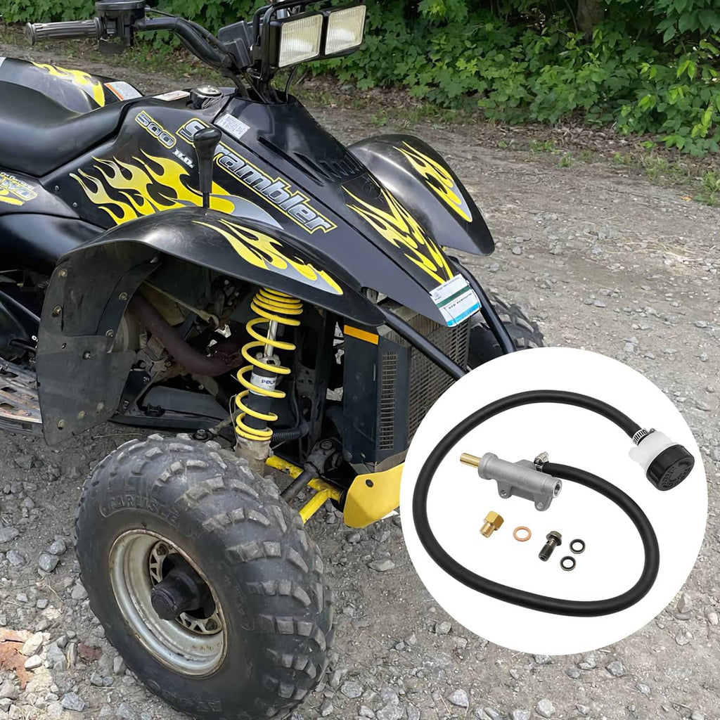 ATV with rear brake master cylinder kit shown in inset