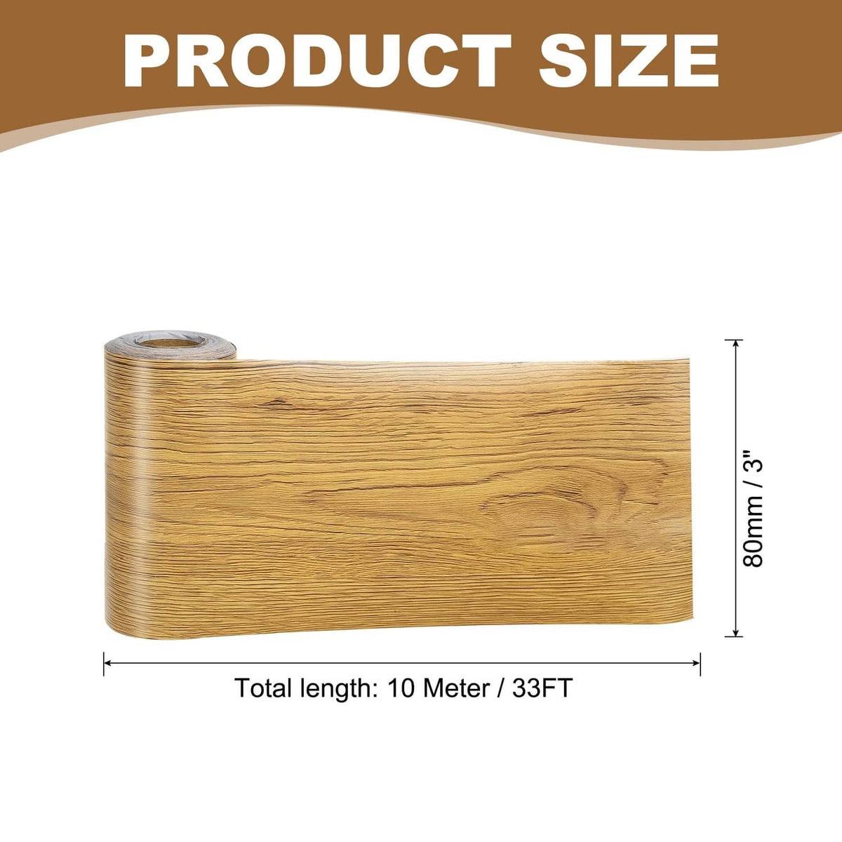 Teak wood grain self-adhesive repair tape strip on a roll