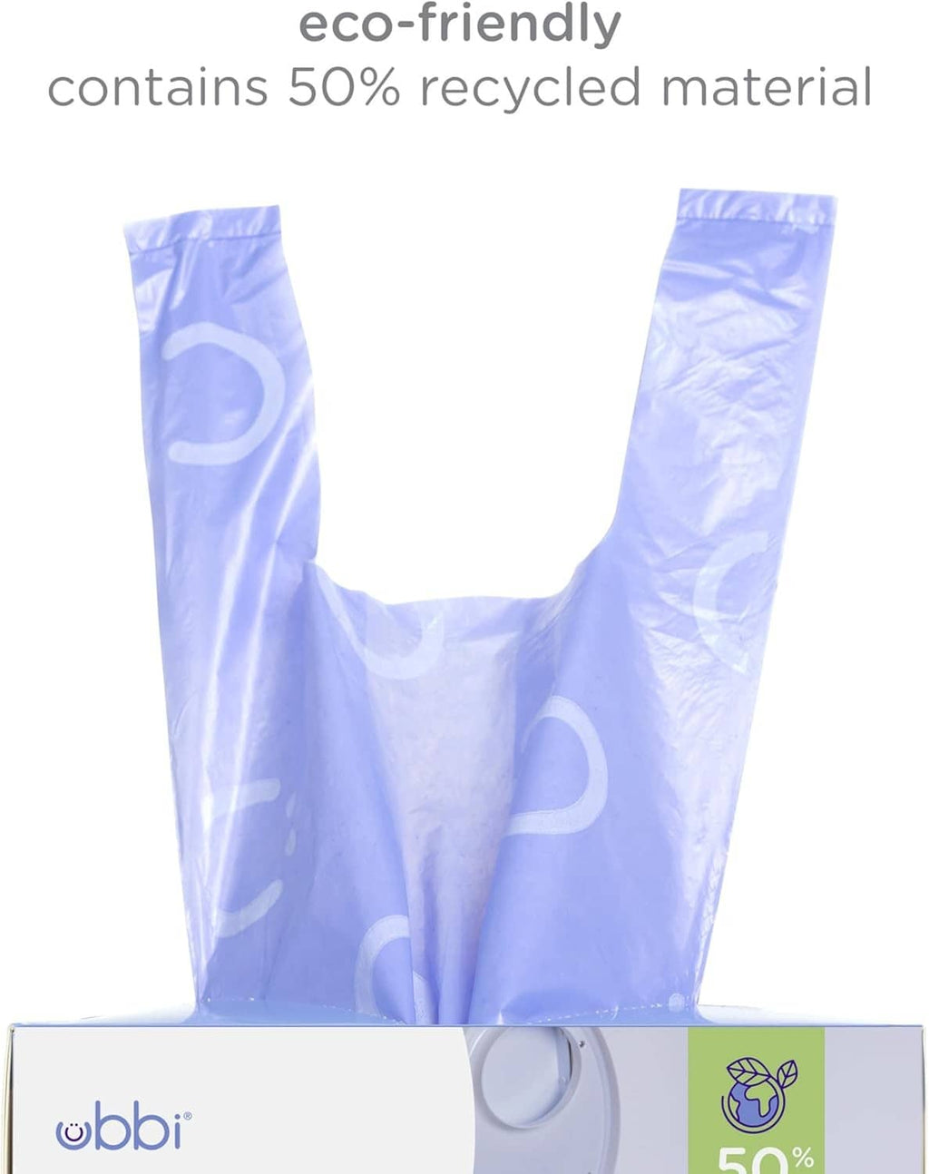 Lavender diaper sack bags with tie-top closure, eco-friendly recycled content