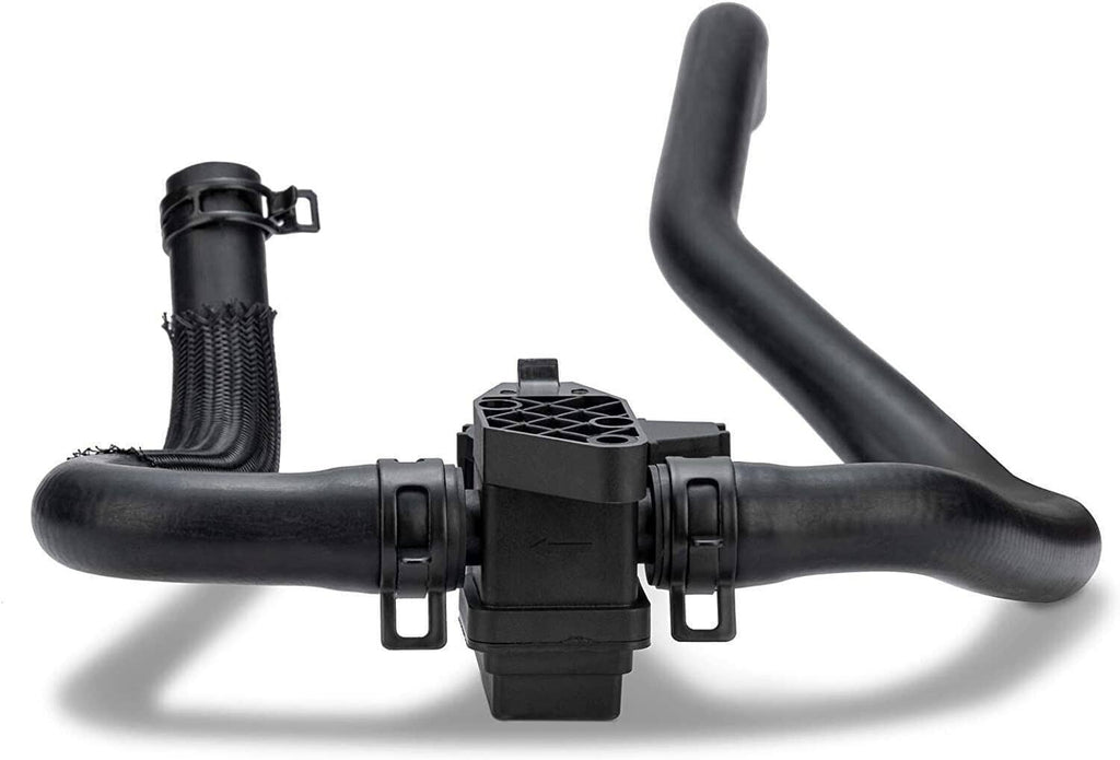 Heater inlet hose with central control valve box and two molded rubber pipe bends