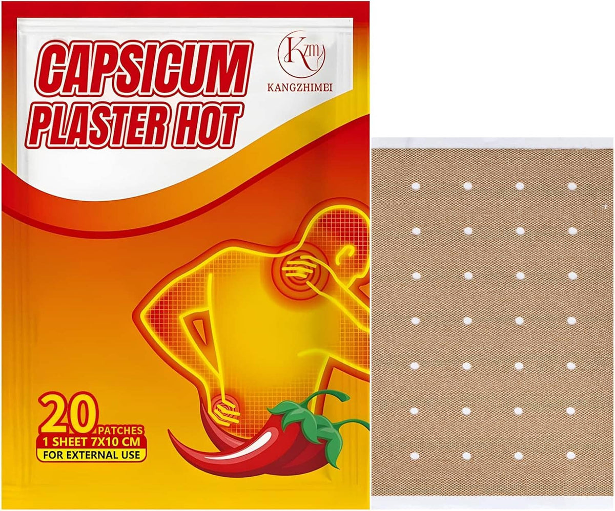 Capsicum hot patch square pad with brown adhesive backing and grid of white dots