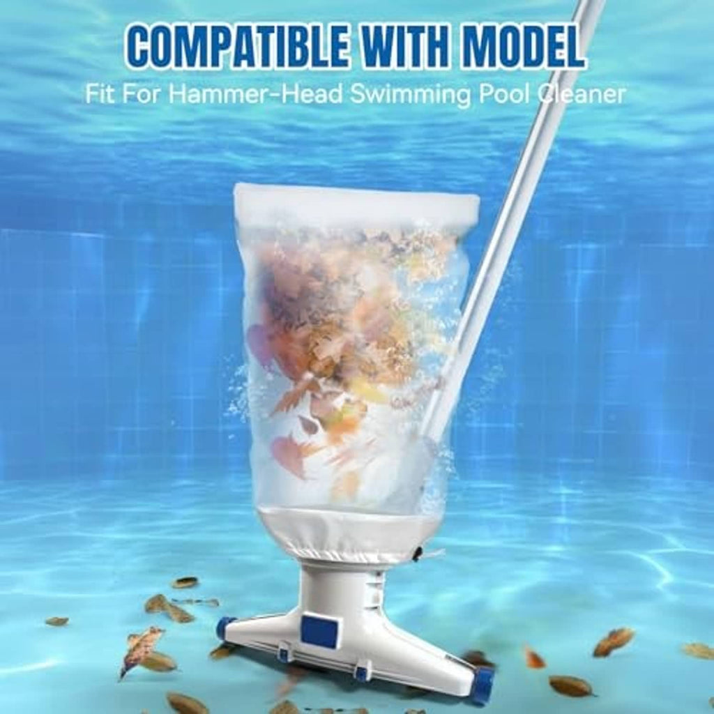White filter bag for Hammer-Head swimming pool cleaner, debris inside