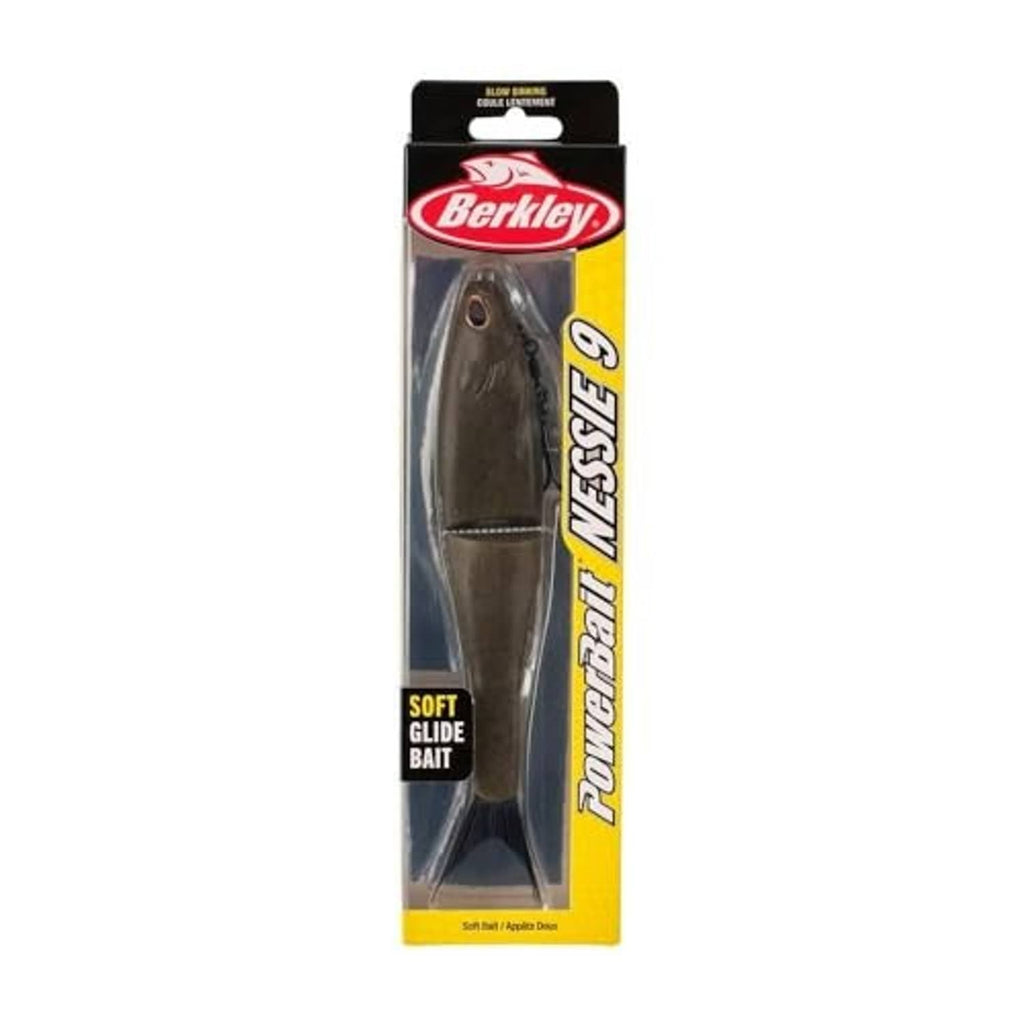 Berkley PowerBait Nessie soft glide bait blister package with dark green lure