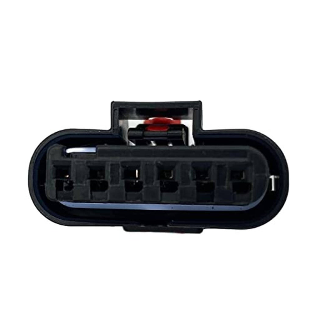 Throttle position sensor connector wiring harness, black multi-pin plug with top latch