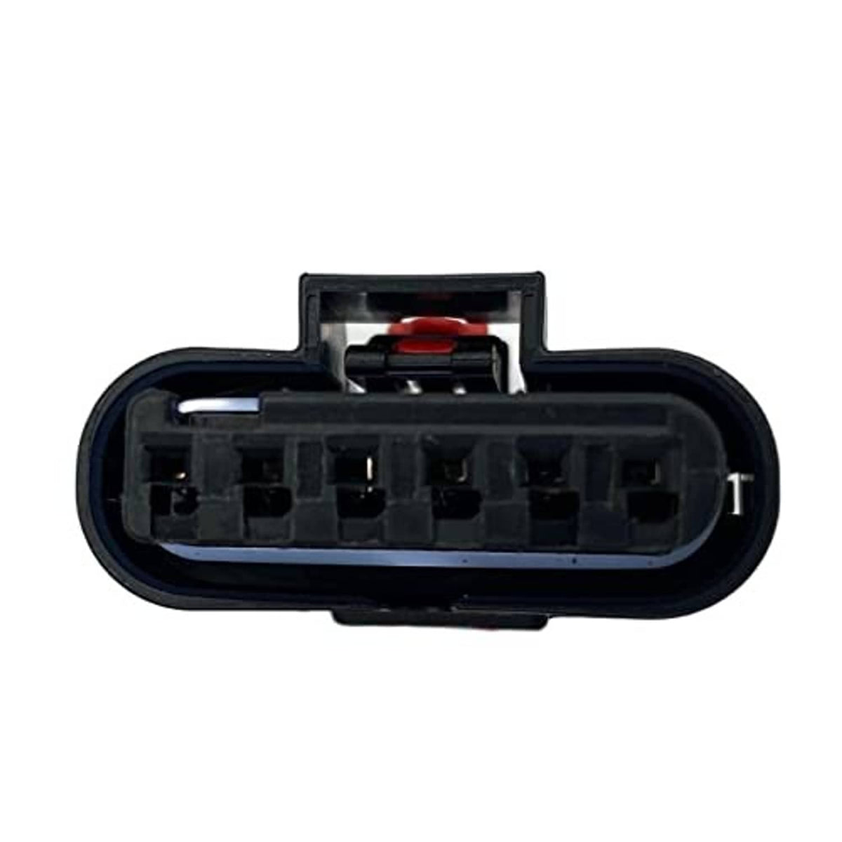 Throttle position sensor connector wiring harness, black multi-pin plug with top latch
