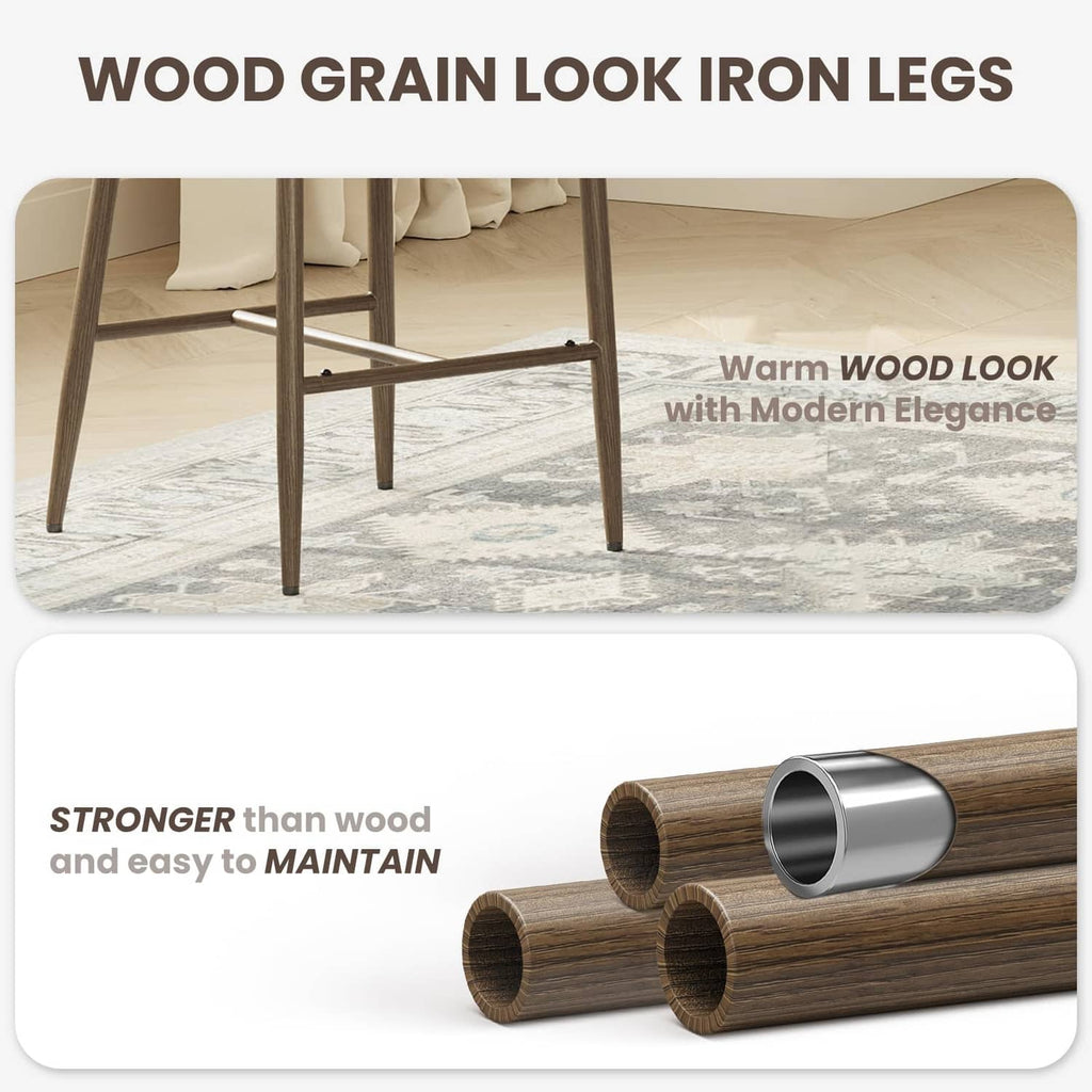 MALOL bar stool legs with wood-grain look and crossbar footrest, side view