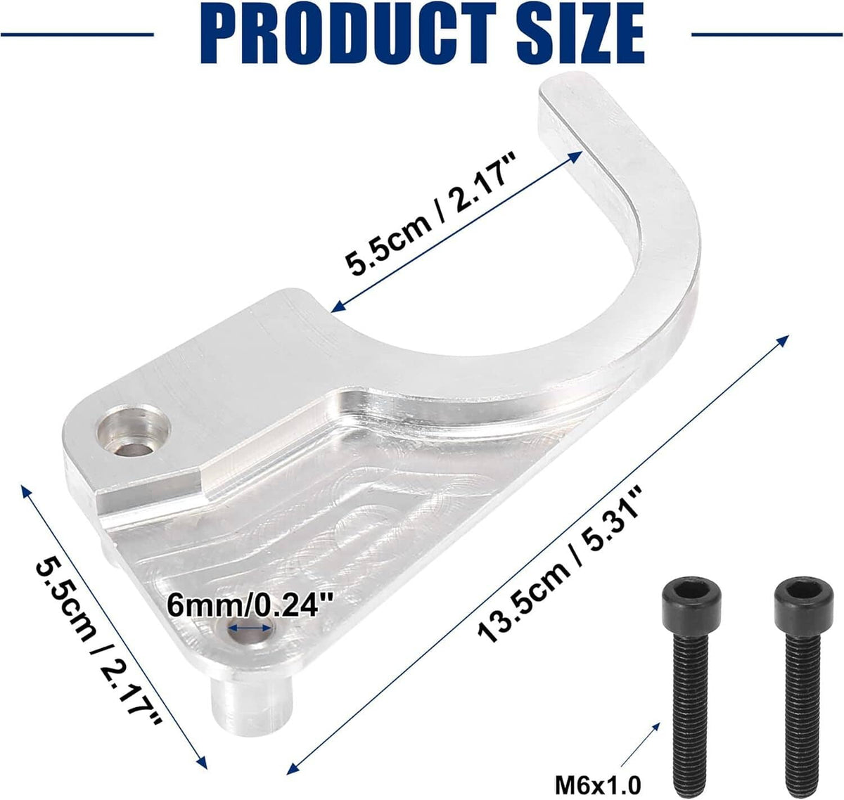 Timing chain guide bracket with size diagram and two M6x1.0 bolts.
