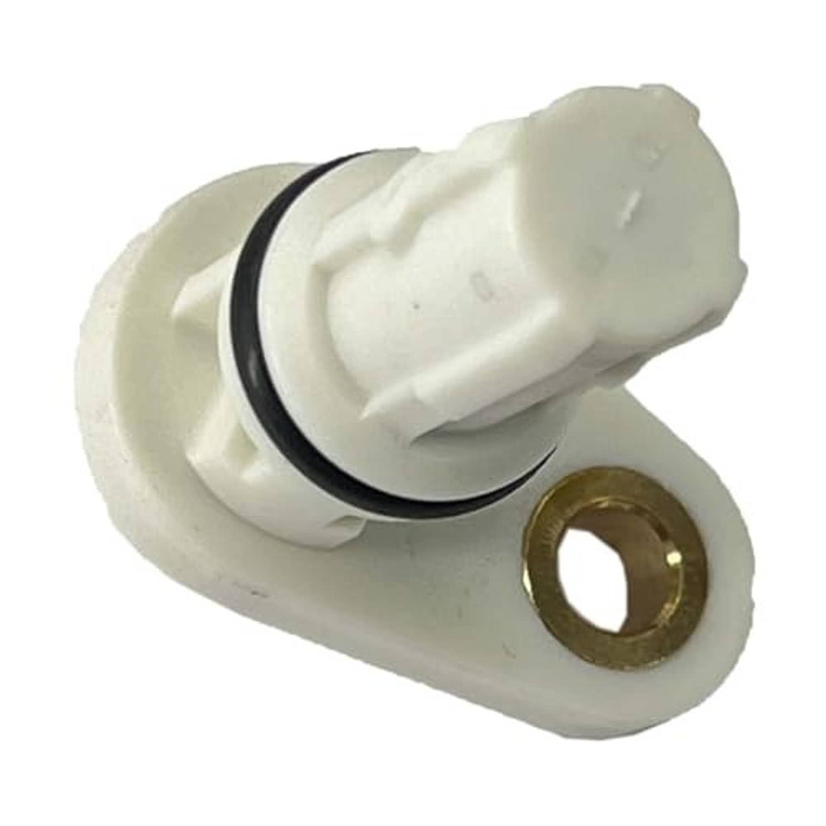 Crankshaft position sensor with white sensor tip, black seal, and brass mounting hole