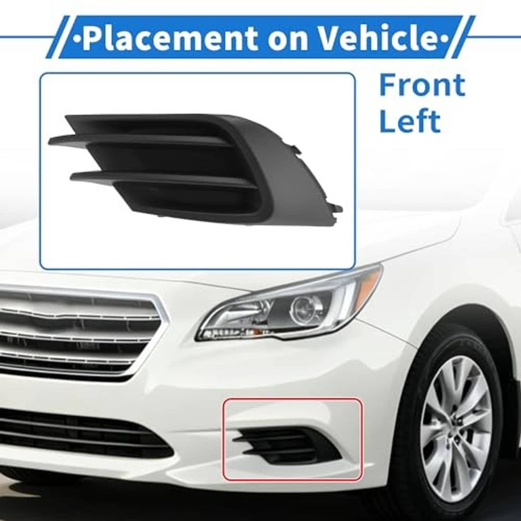 Front left fog light grille with slotted grille openings and matte black outer trim.