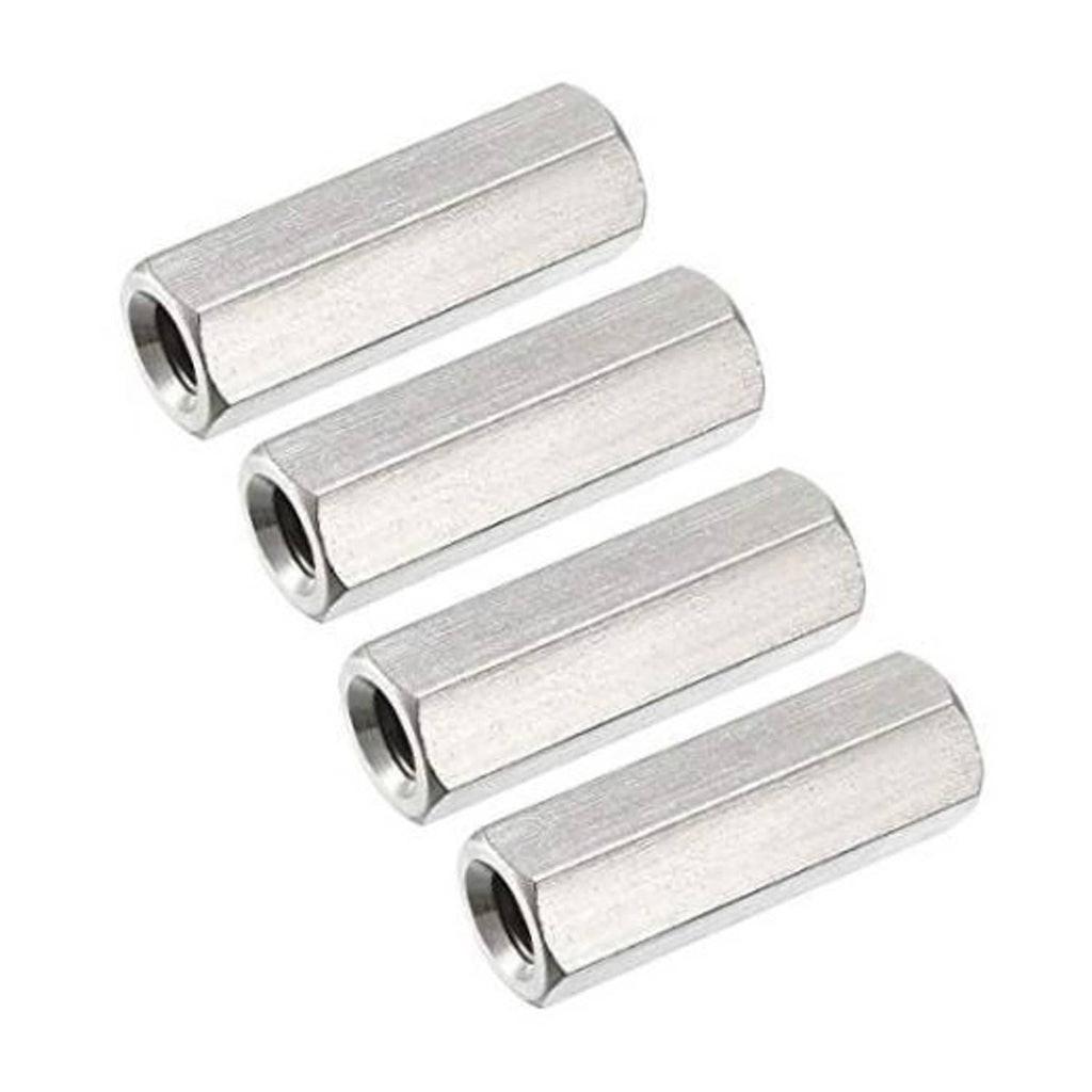 Stainless steel M6 metric hex coupling, 30mm long, internal threaded hole