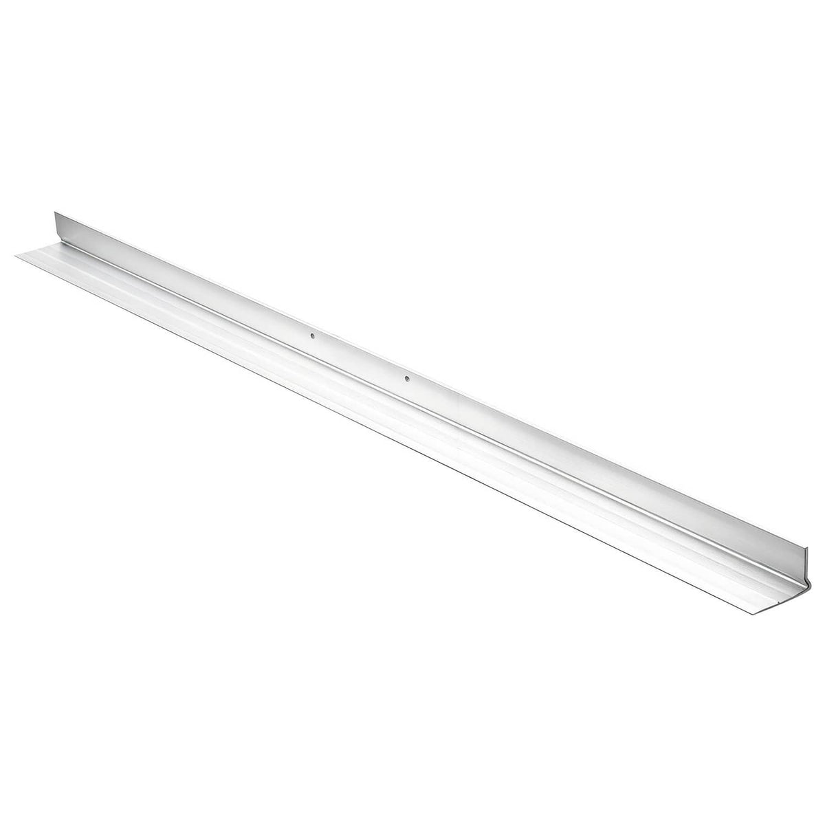 Long silver aluminum screed blade with beveled ends and perforations