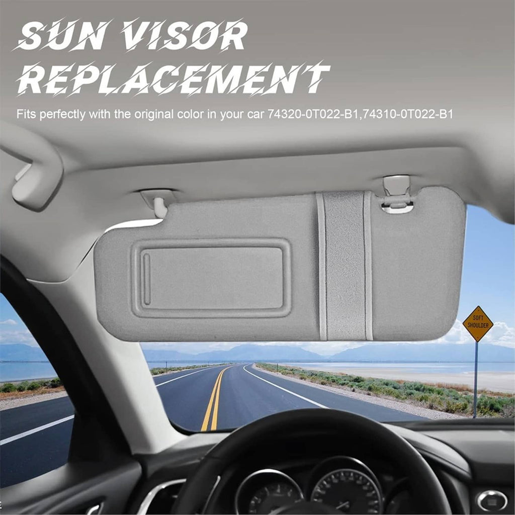 Gray sun visor set with vanity mirror, left and right for Toyota Venza interior