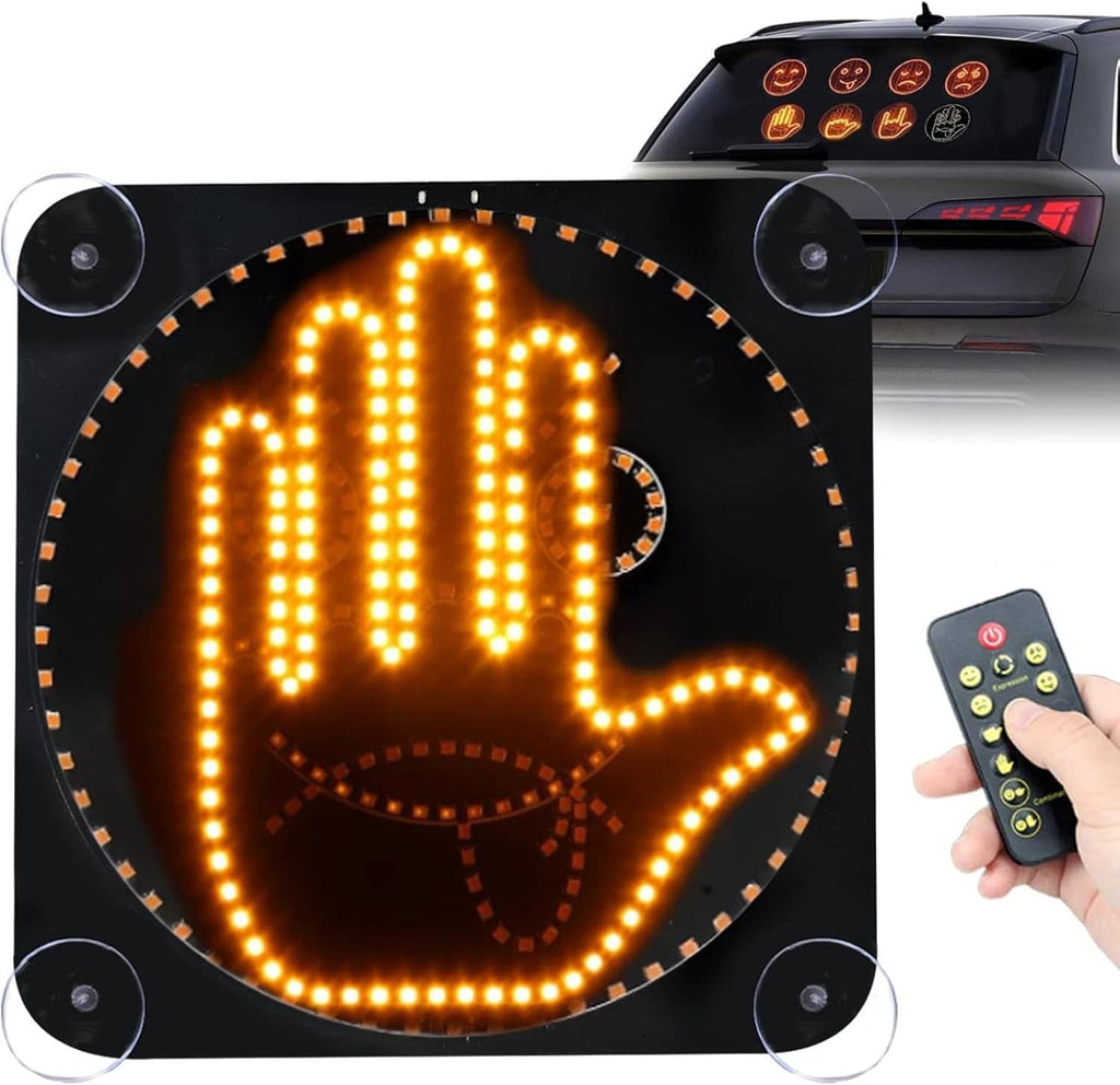 Car suction-cup LED hand gesture light with amber dots and remote control