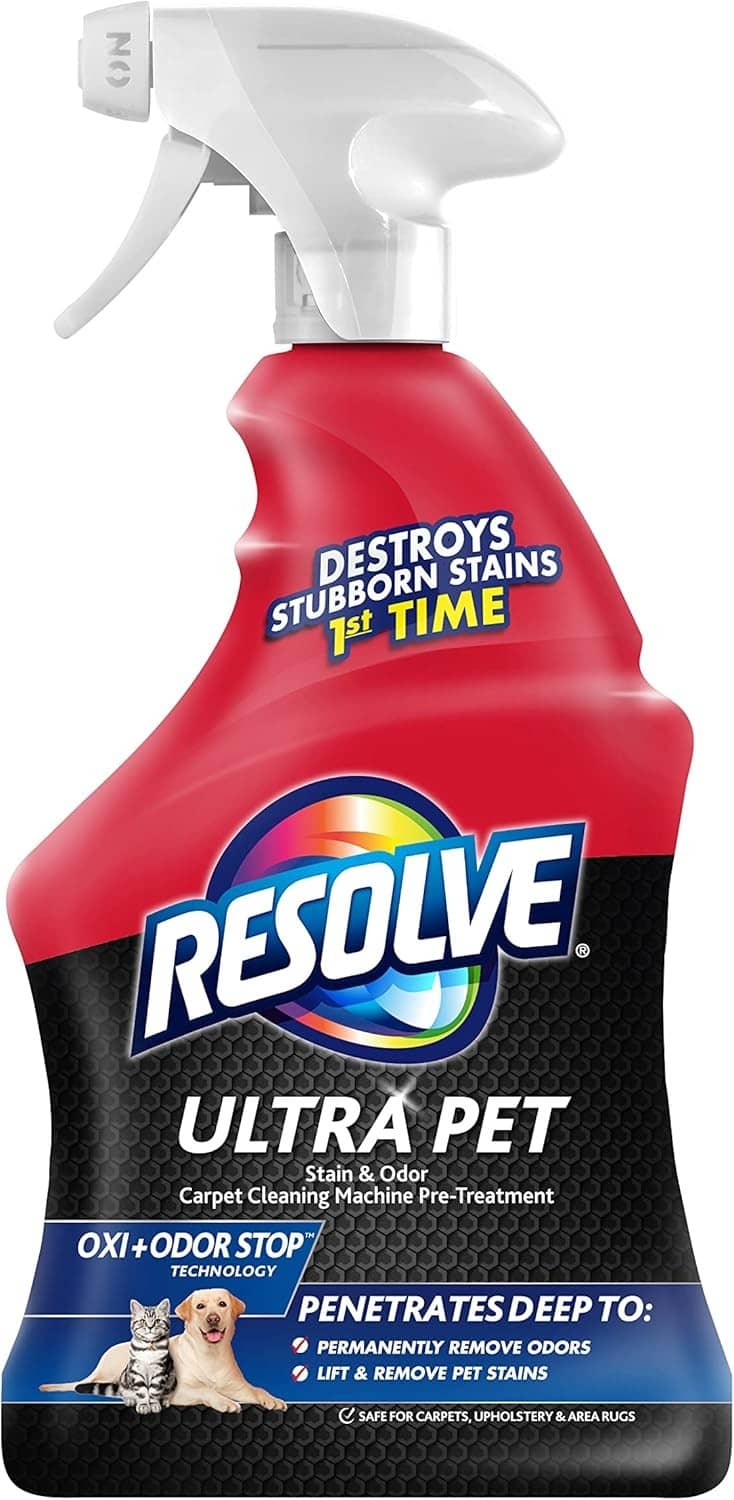 Resolve Ultra Pet Oxi + Odor Stop carpet stain and odor remover spray bottle