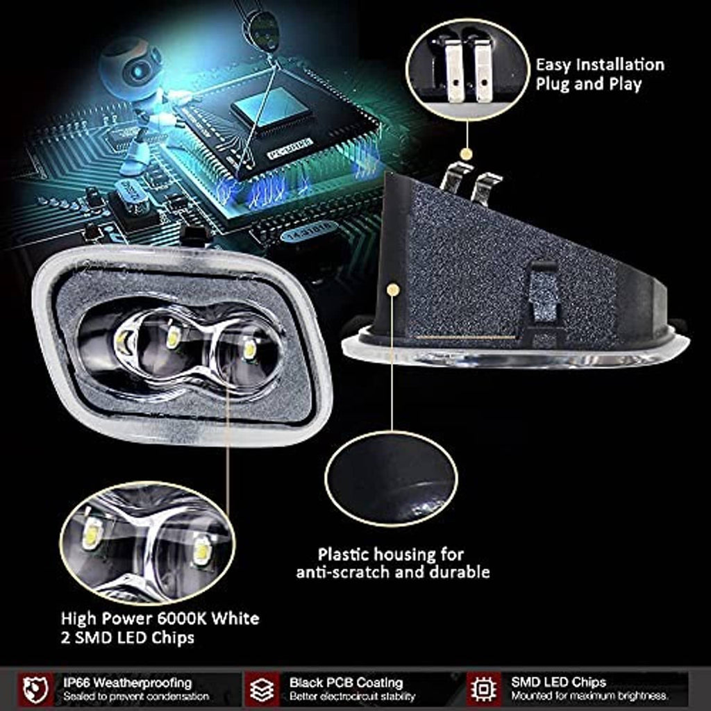 LED side mirror puddle light with dual SMD chips and plug-and-play connector