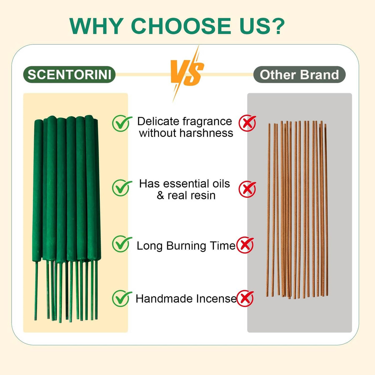 Green citronella incense sticks set, 12-pack