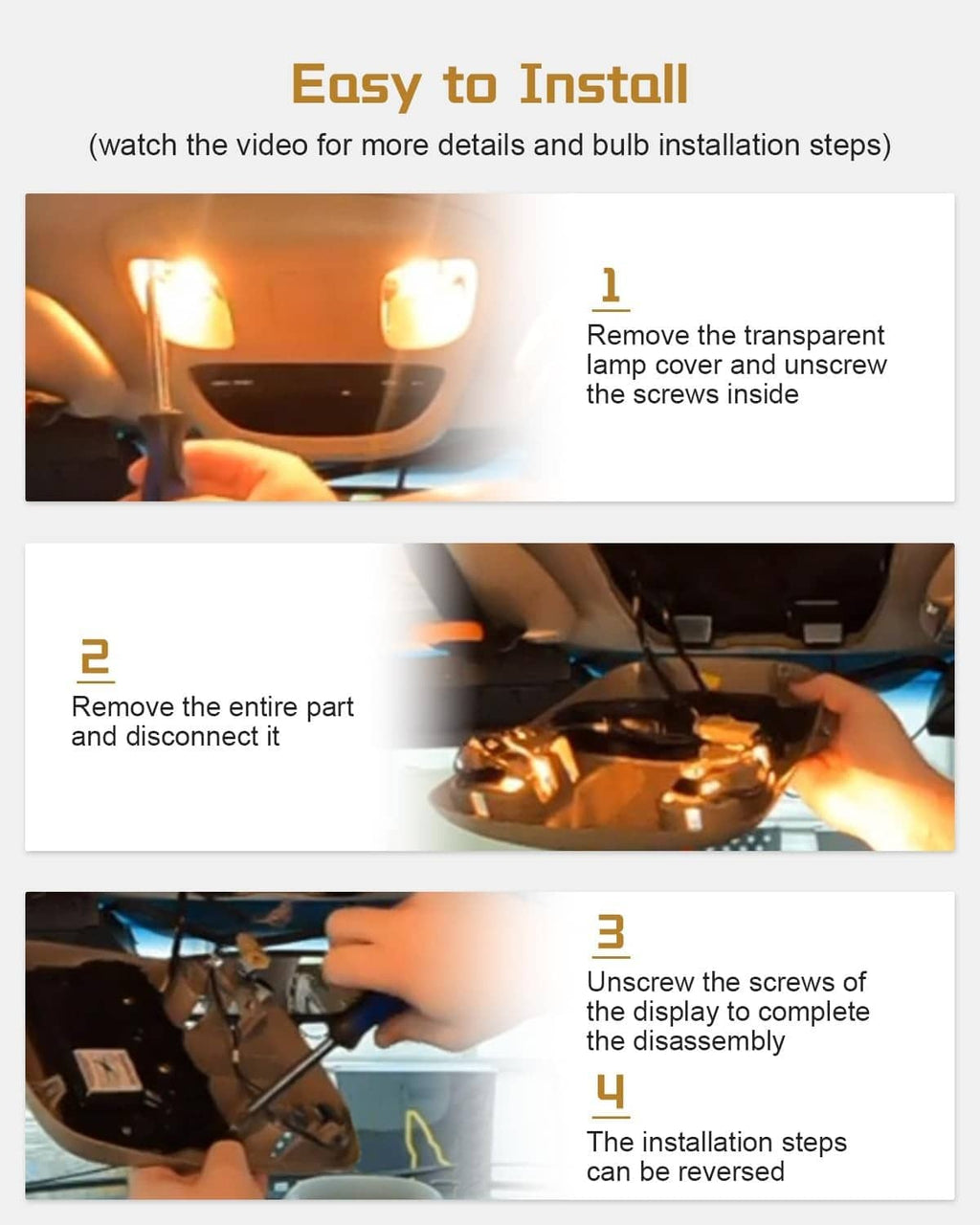 Overhead map light display with two amber lamps shown during installation