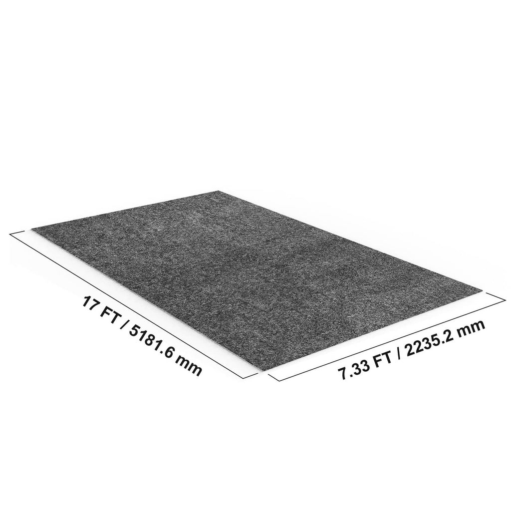 Rectangular dark gray oil spill mat with textured felt surface, flat orientation