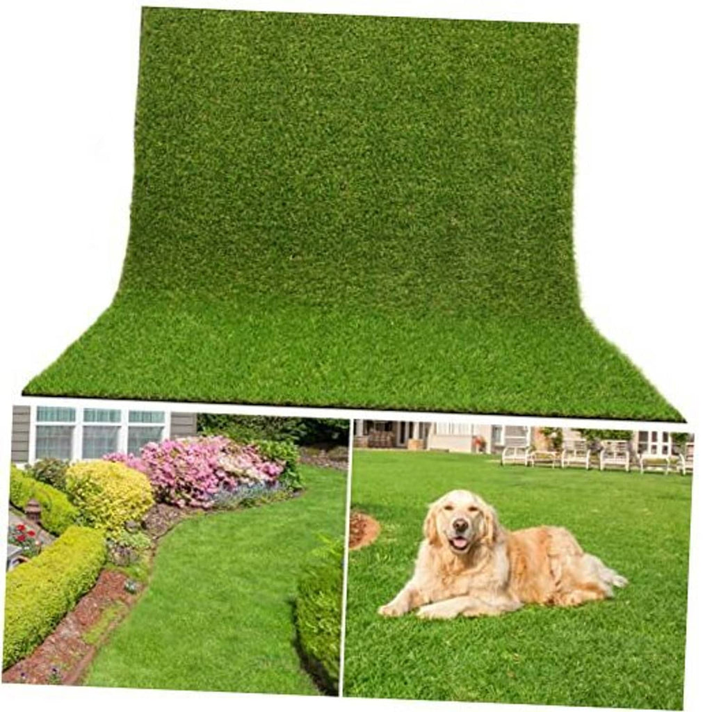 Artificial grass turf mat, thick deep-green pile on a flat sheet