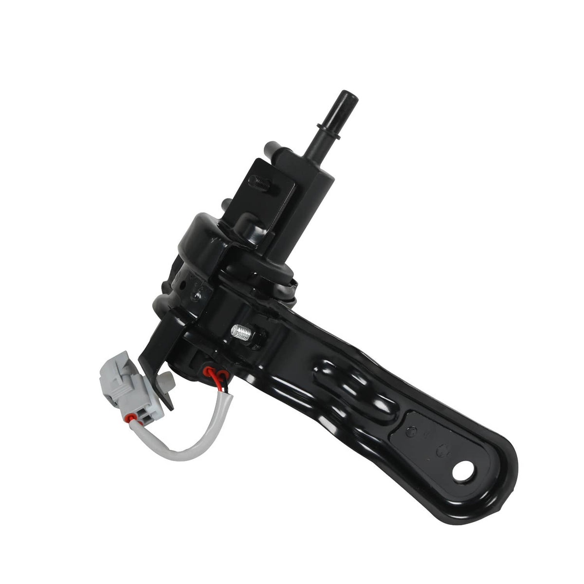 Black fuel tank valve assembly with long arm bracket and wiring harness