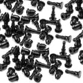 Black push lock pins (pack of 50) with molded bases and ribbed heads