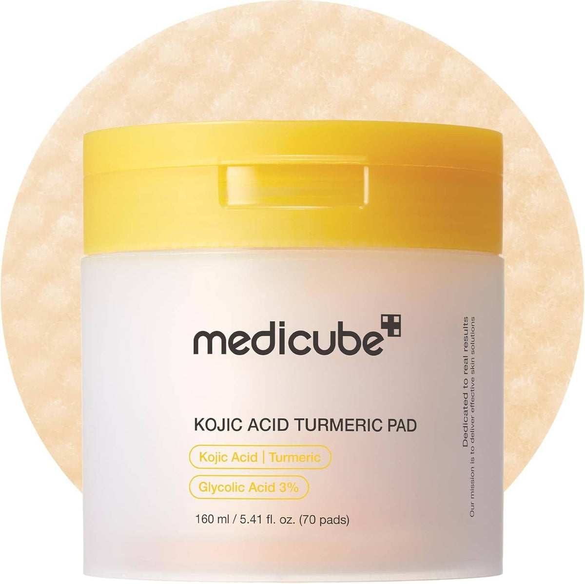 Medicube Kojic Acid Turmeric Pad jar with yellow cap and label