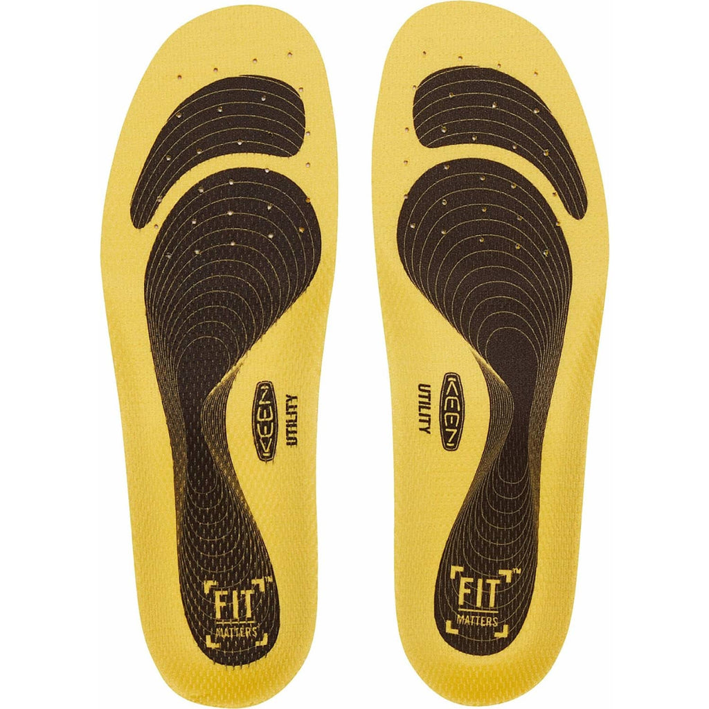 Yellow replacement insoles with curved support ridges and black heel cup