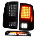 LED taillight pair with black housing and smoke lens; red and white LED sections