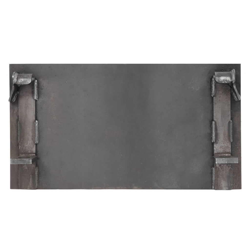 Steel mounting bracket plate with back-side support brackets on both ends