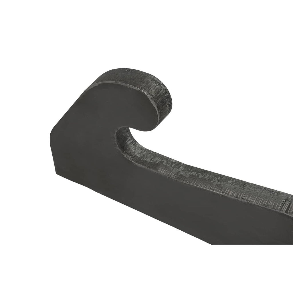 Black loader bracket end with rounded fork and curved support arm
