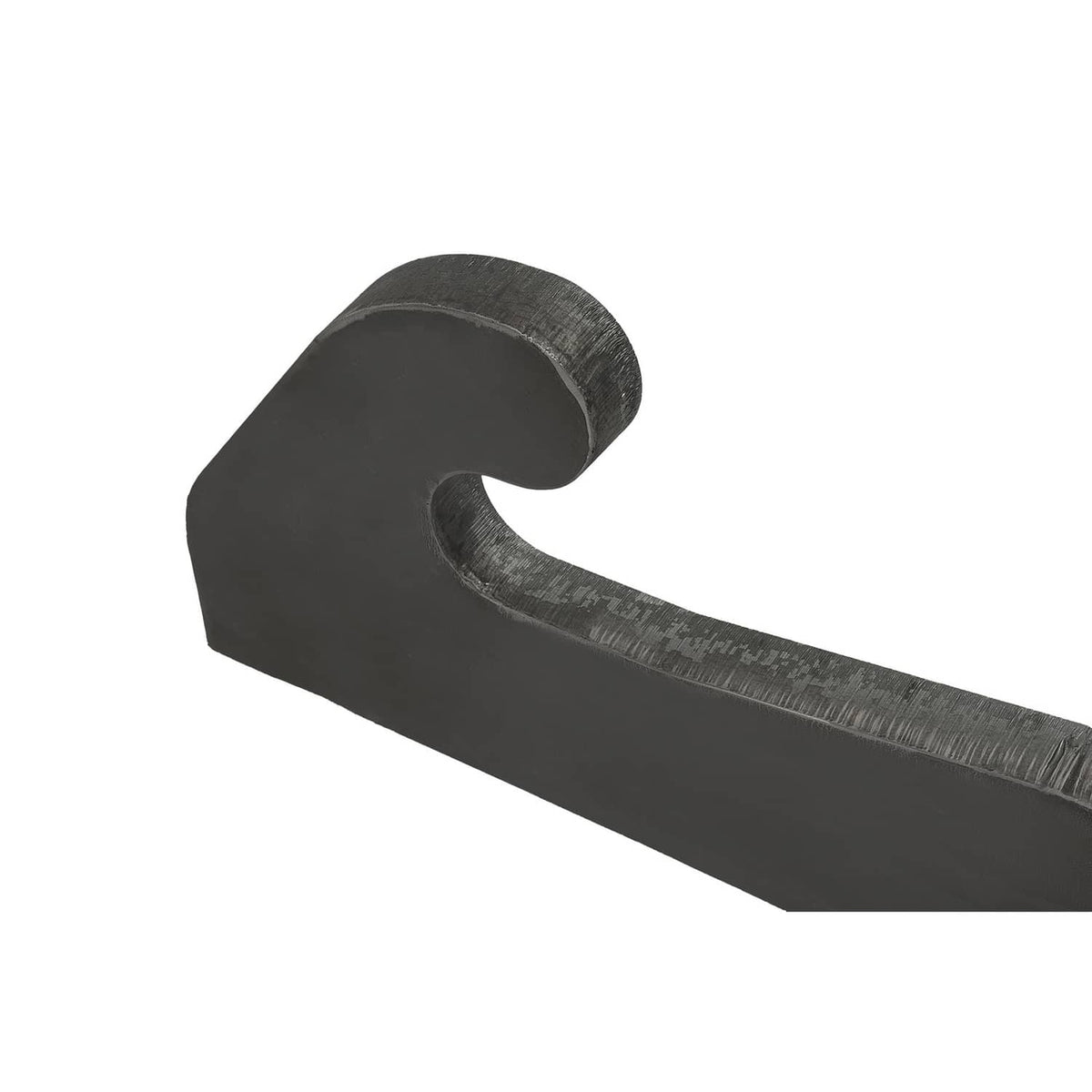 Black loader bracket end with rounded fork and curved support arm