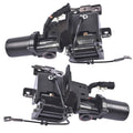 Power running board motor assembly with mounting brackets, black cylindrical housing
