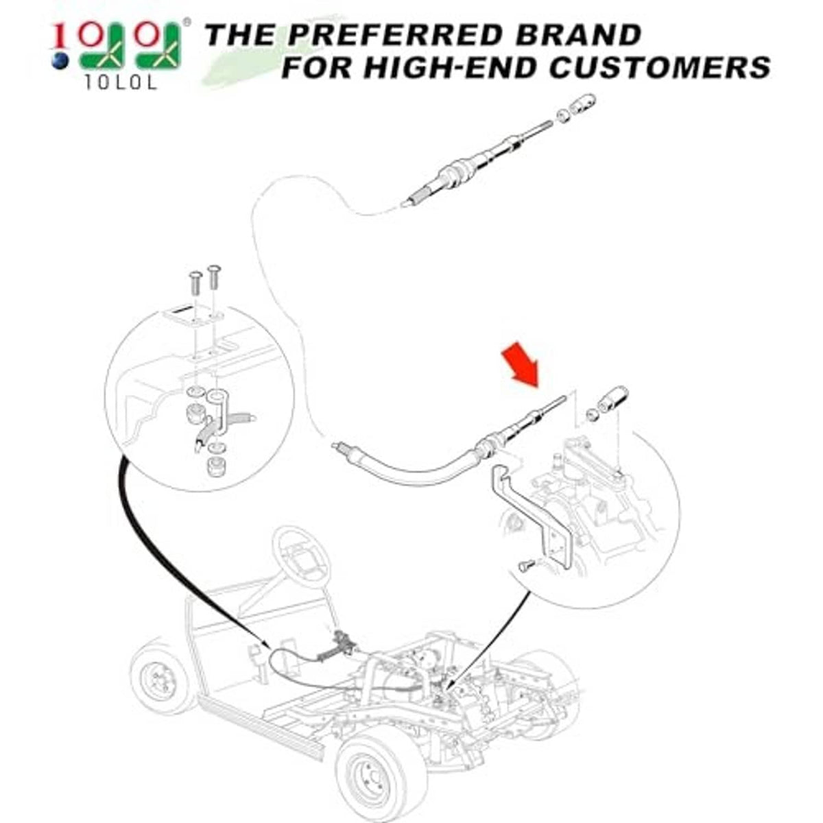 Forward reverse transmission shift cable replacement diagram for golf cart