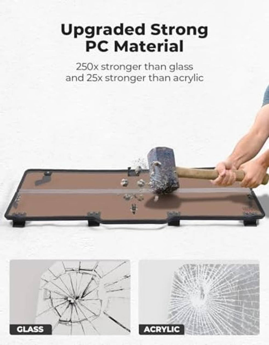 Foldable tinted rear window panel with strong material and center mounting brackets