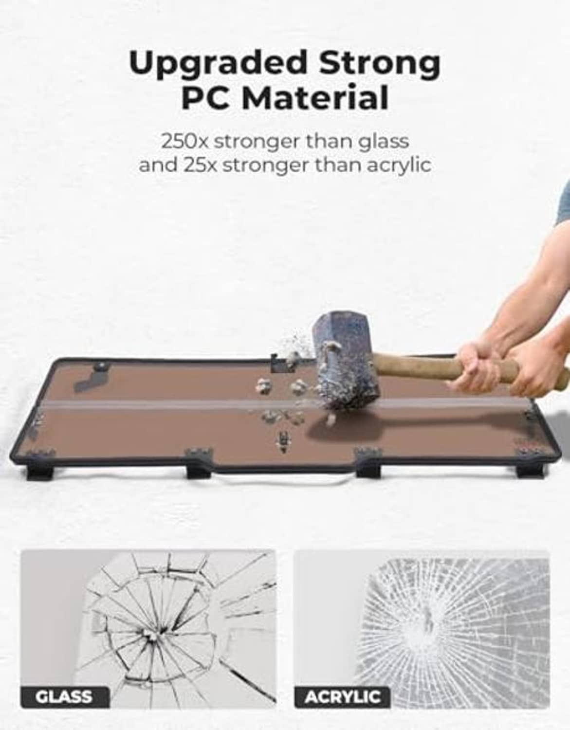 Foldable tinted rear window panel with strong material and center mounting brackets
