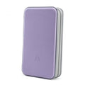 Lavender hard plastic CD case organizer wallet with zipper, slim rectangular shape.