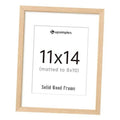 Natural wood picture frame with white mat, front view, 11x14 opening