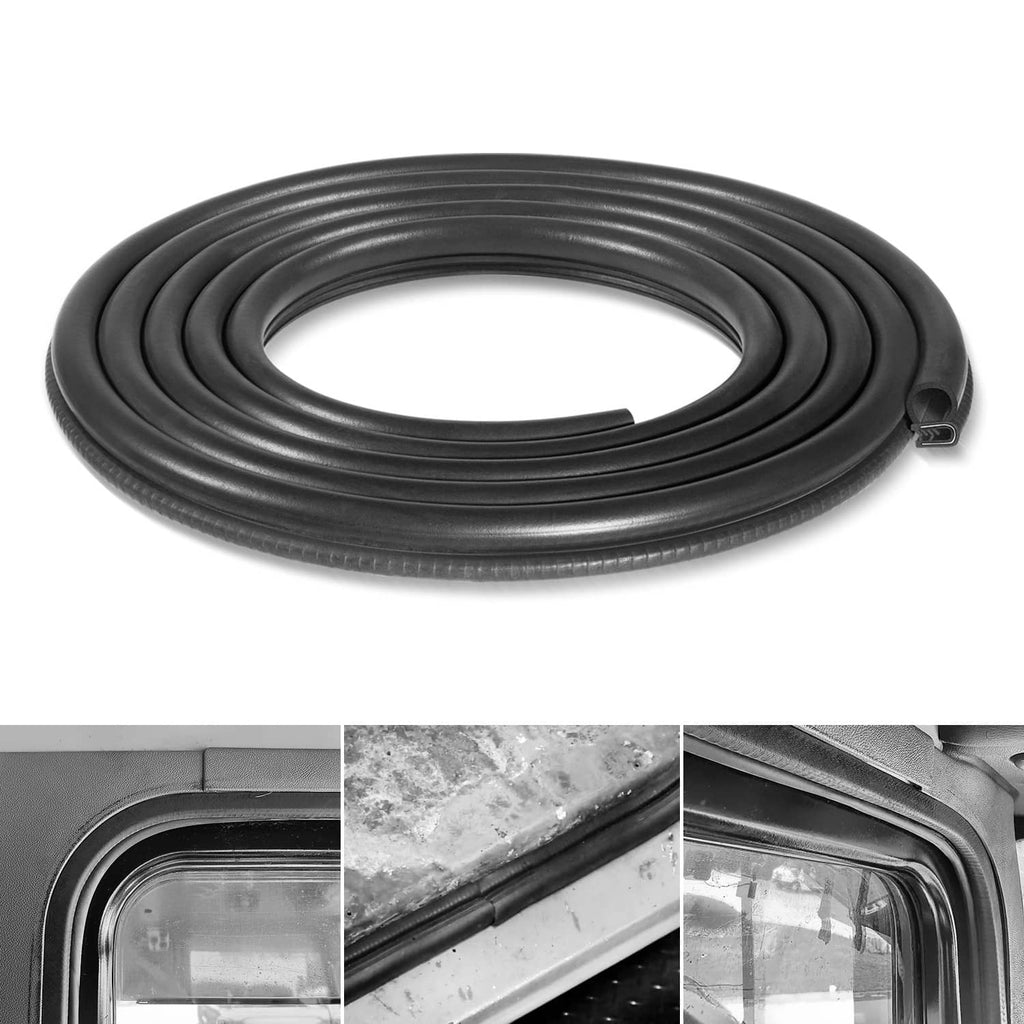 Black rubber door seal weatherstrip coil with U-channel opening for cab door fit