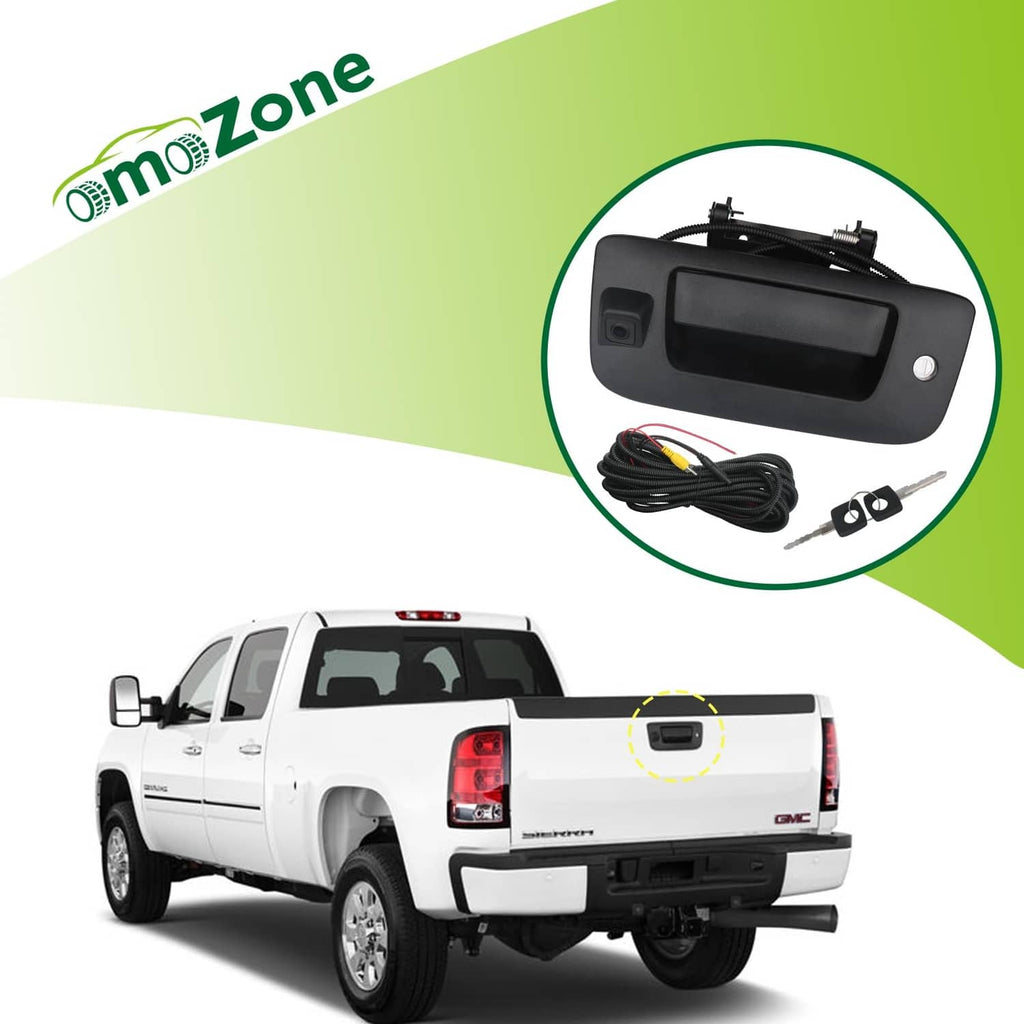omoZone tailgate handle backup camera set with cables and included keys