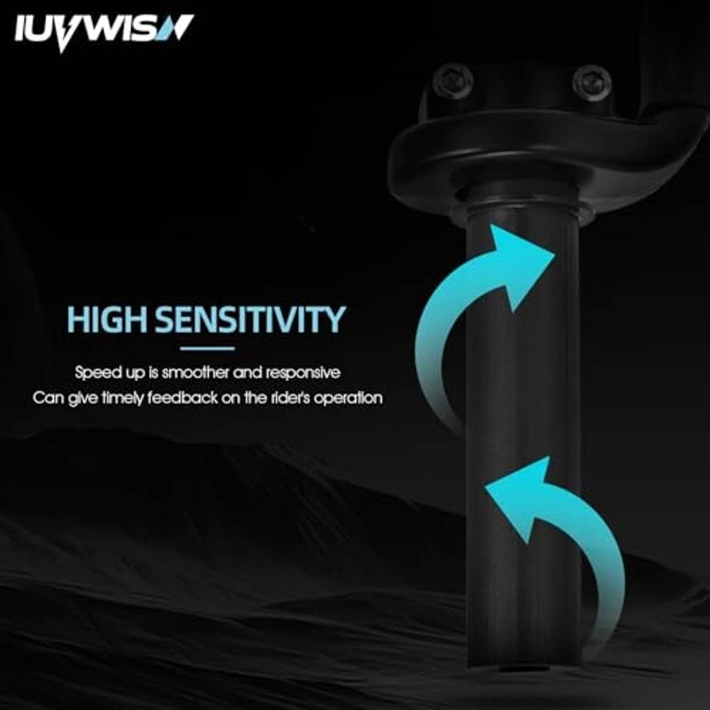 Black push-pull throttle assembly with cable and metal mounting fitting