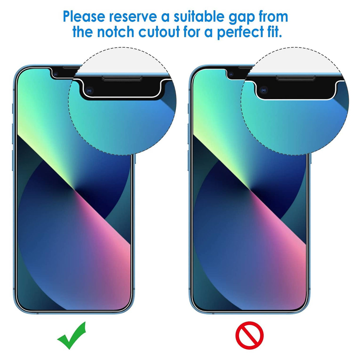 Tempered glass privacy screen protector with notch cutout for precise fit