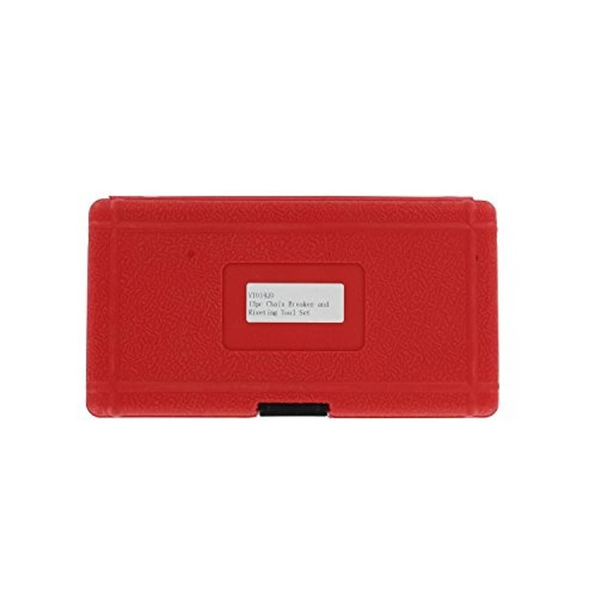 Red molded storage case with label for chain breaker tool kit contents