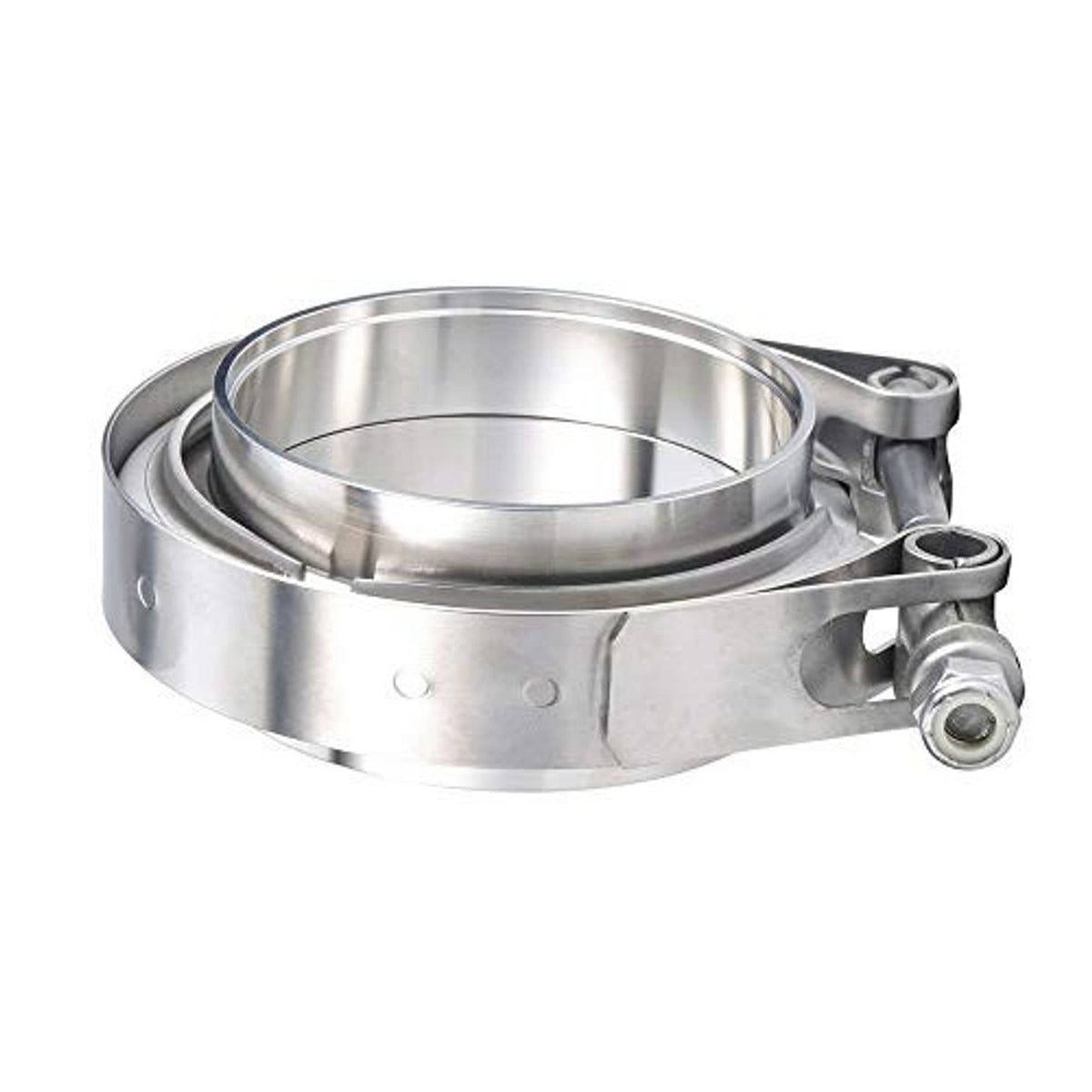 Stainless steel V-band clamp with two flanges and side mounting bracket