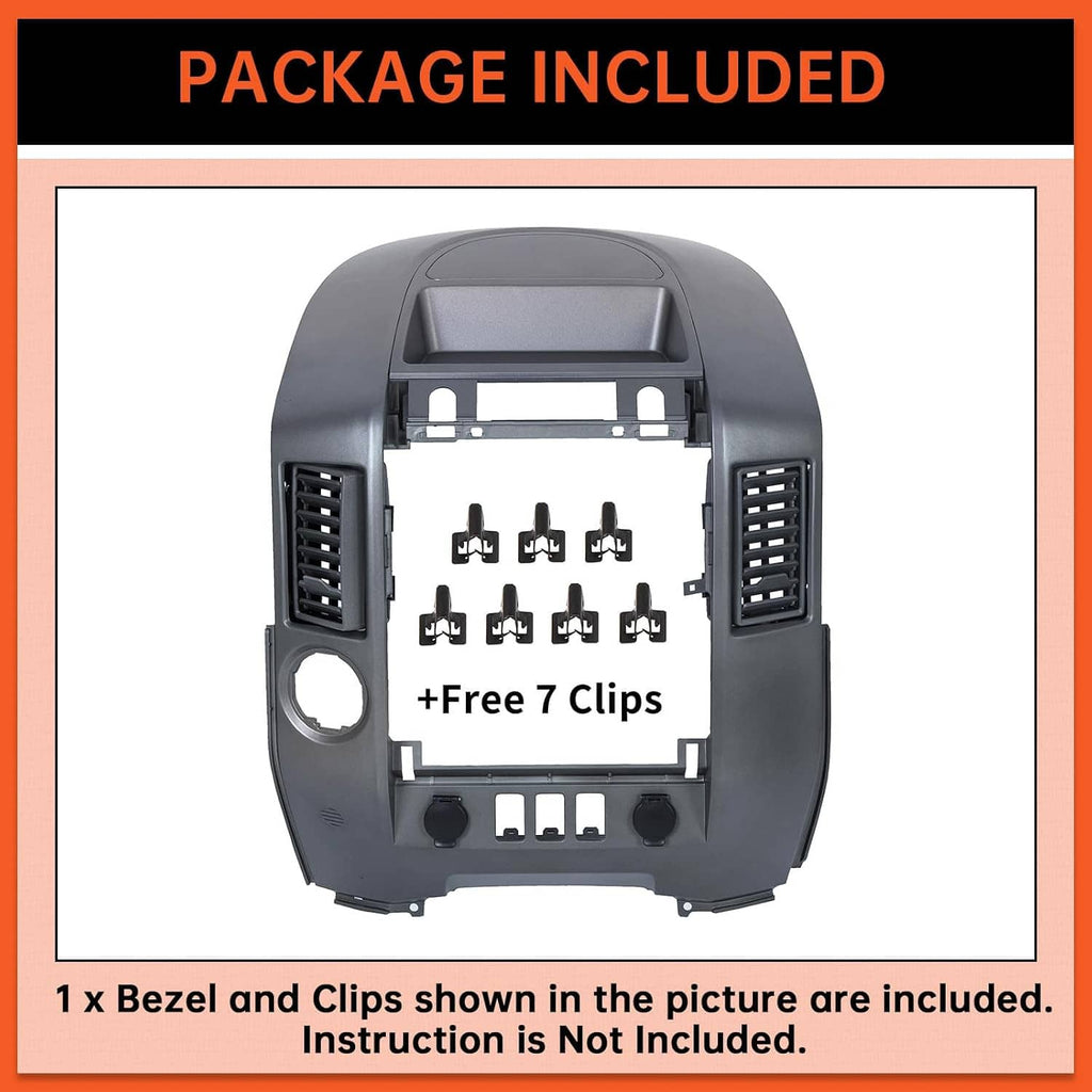Dark gray center dash instrument panel bezel with included mounting clips