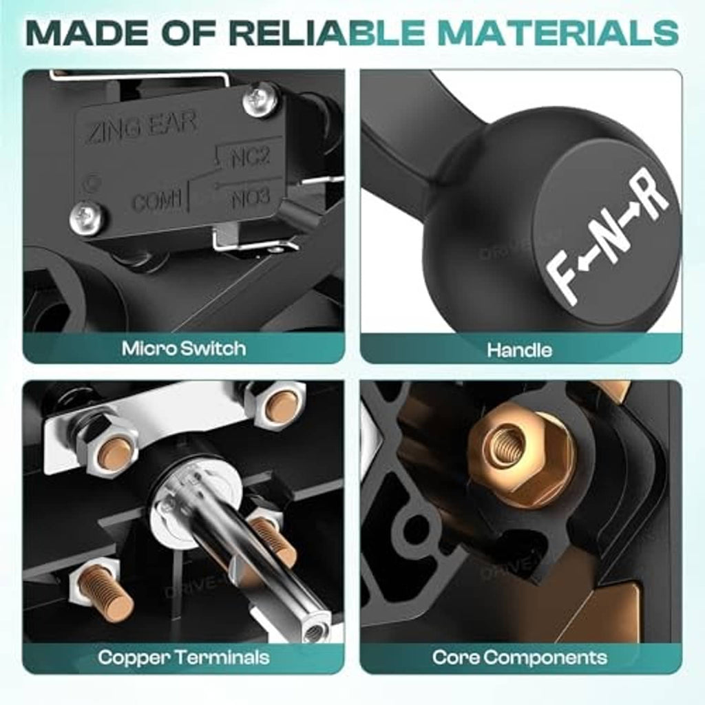 Forward-reverse switch detail view showing copper terminals and F-N-R handle