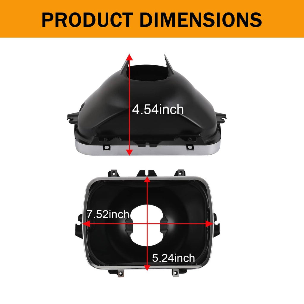 Black headlight mounting bracket housing with front and side mounting points