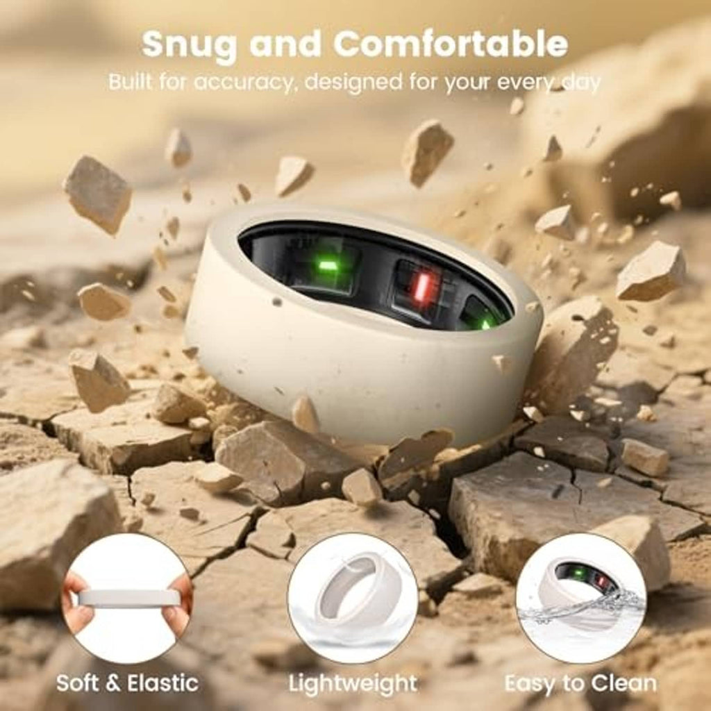 White silicone ring cover showing sensor window with green and red LEDs